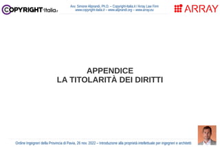 Introduzione alla proprietà intellettuale per ingegneri e architetti (Pavia, nov. 2022)