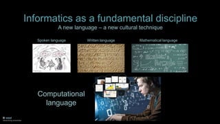 Spoken language Written language Mathematical language
Computational
language
Informatics as a fundamental discipline
A ne...