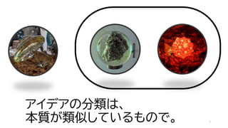 アイデアの分類は、
本質が類似しているもので。 2
 