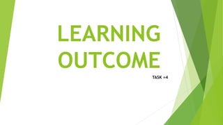 LEARNING
OUTCOME
TASK =4
 