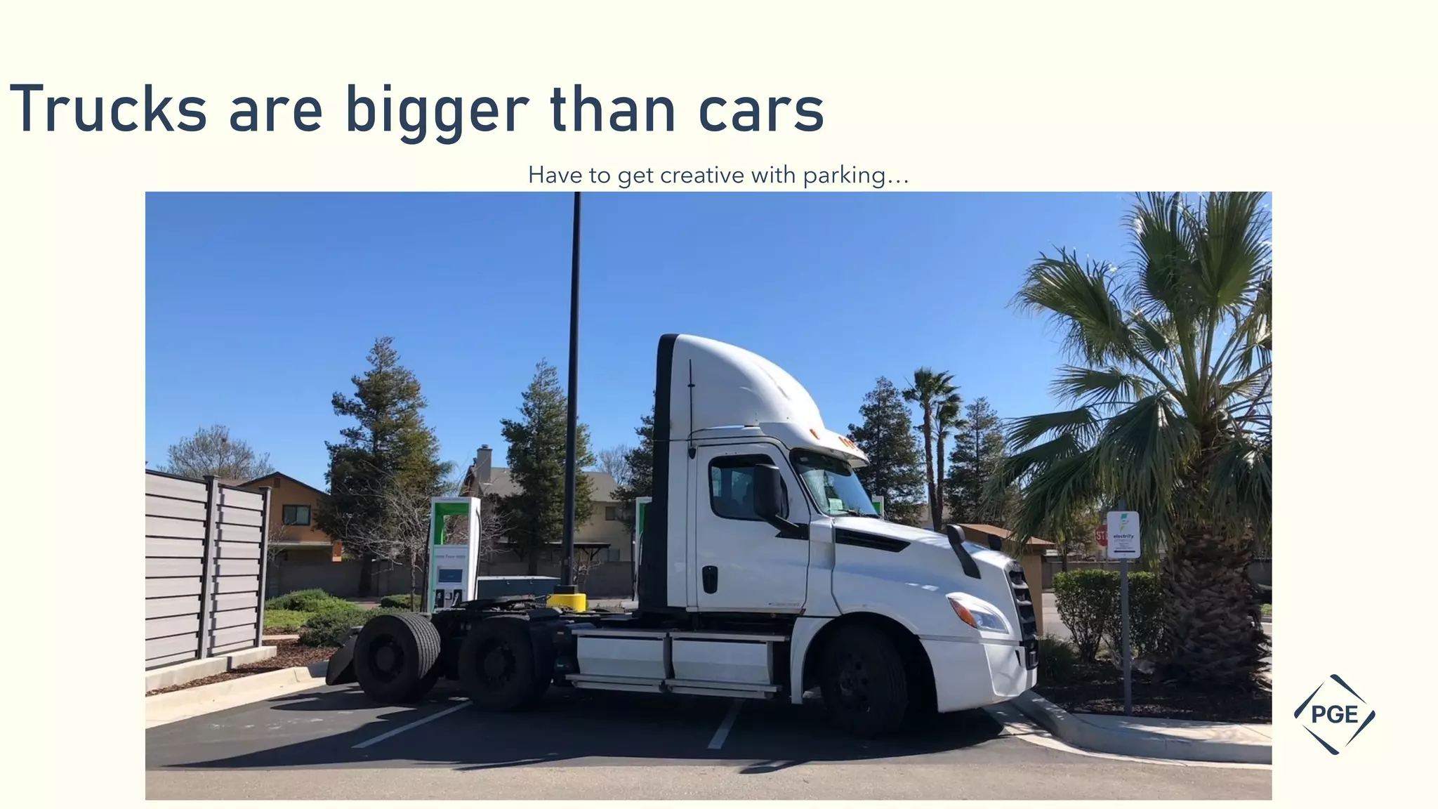 Trucks are bigger than cars
Have to get creative with parking…