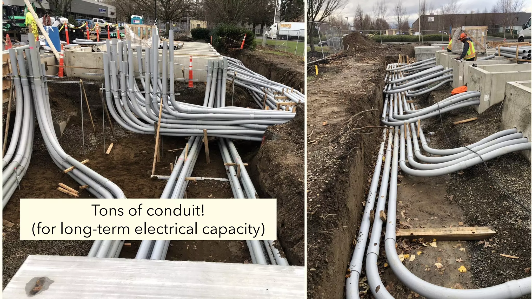 Tons of conduit!
(for long-term electrical capacity)