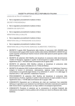 6
GAZZETTA UFFICIALE DELLA REPUBBLICA ITALIANA
LEGGI ED ALTRI ATTI NORMATIVI
 Non si segnalano provvedimenti di settore d...