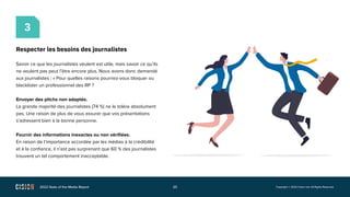 2022 State of the Media Report 25 Copyright © 2022 Cision Ltd. All Rights Reserved.
Respecter les besoins des journalistes...