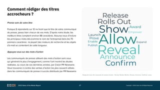 2022 State of the Media Report 27 Copyright © 2022 Cision Ltd. All Rights Reserved.
Comment rédiger des titres
accrocheurs...