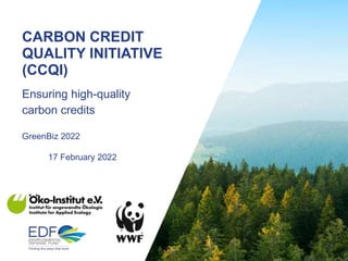 CARBON CREDIT
QUALITY INITIATIVE
(CCQI)
Ensuring high-quality
carbon credits
GreenBiz 2022
17 February 2022
 