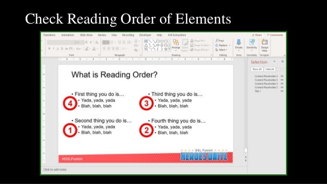 Check Reading Order of Elements
 