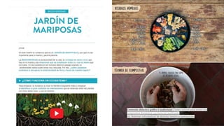 Contenido didáctico gráﬁco y audiovisual / Video tutorial para armar una
compostera doméstica con material reutilizado.
izq. Boletines informativos de distintas temáticas ambientales
 