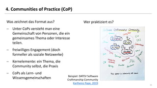 15
15
4. Communities of Practice (CoP)
Was zeichnet das Format aus?
− Unter CoPs versteht man eine
Gemeinschaft von Person...