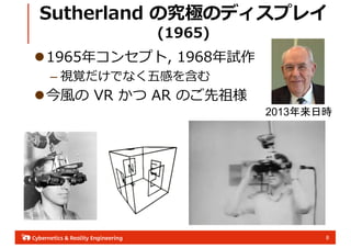 8
l1965ꥳ󥻥ץ, 1968ԇ
C ҕҙǤʤФ򺬤
l? VR  AR Τ昔
Sutherland ξOΥǥץ쥤
(1965)
2013Օr
 