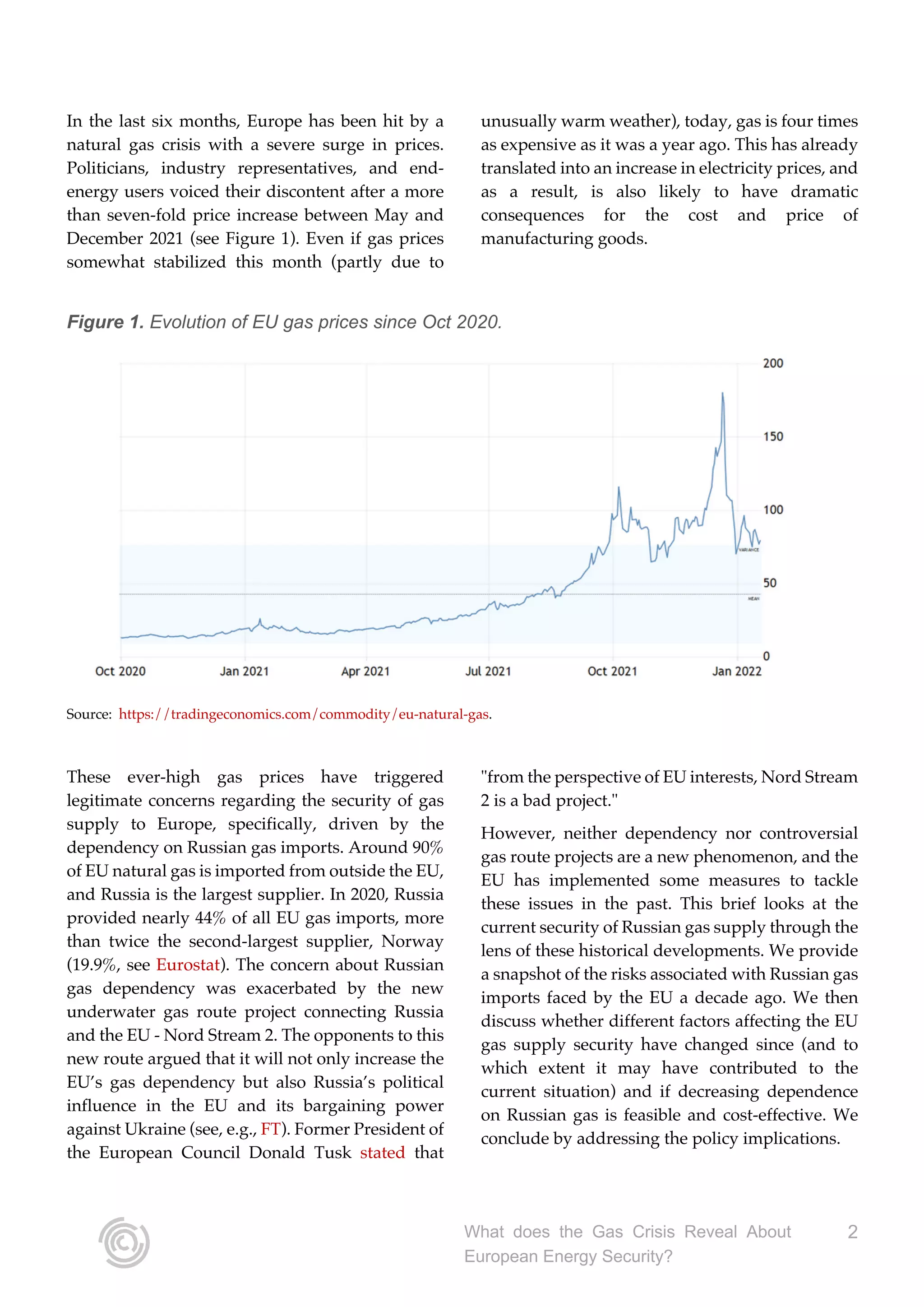 What does the Gas Crisis Reveal About European Energy Security? | PDF