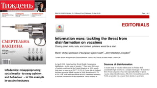 Infodemics: misappropriating
social media - to sway opinion
and behaviour – in this example
in vaccine hesitancy
 