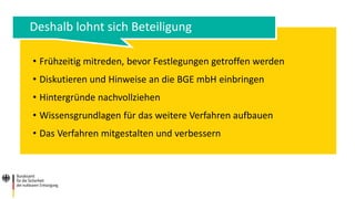 INFORMATIONEN FÜR
KOMMUNEN
INFORMATIONS-
PLATTFORM
https://www.endlagersuche-
infoplattform.de/
www.endlagersuche-
infopla...