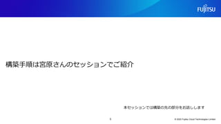 構築手順は宮原さんのセッションでご紹介
© 2022 Fujitsu Cloud Technologies Limited
5
本セッションでは構築の先の部分をお話しします
 