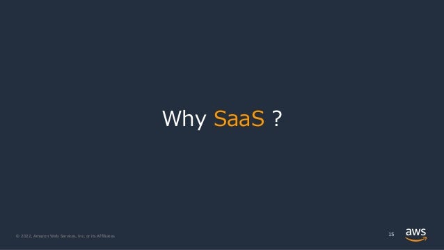 © 2022, Amazon Web Services, Inc. or its Affiliates.
Why SaaS ?
15
 