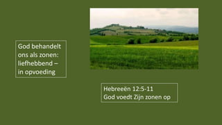 Hebreeën 12:5-11
God voedt Zijn zonen op
God behandelt
ons als zonen:
liefhebbend –
in opvoeding
 