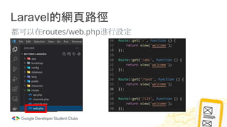 Laravel的網頁路徑
都可以在routes/web.php進行設定
 