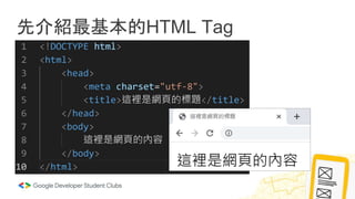 先介紹最基本的HTML Tag
 