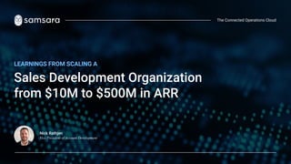 The Connected Operations Cloud
LEARNINGS FROM SCALING A
Sales Development Organization
from $10M to $500M in ARR
Nick Rathjen
Vice President of Account Development
 
