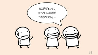 13
UXデザインって
かっこいい画⾯を
つくることでしょー
 