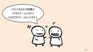 51
どうしてあなたの肩書は
「デザイナー」じゃなくて
「UXデザイナー」なんですか︖
 