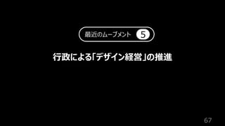 67
⾏政による「デザイン経営」の推進
最近のムーブメント 5
 