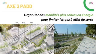 AXE 3 PADD
Organiser des mobilités plus sobres en énergie
pour limiter les gaz à effet de serre
 