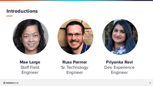 9
9
Introductions
Mae Large
Staﬀ Field
Engineer
Russ Parmer
Sr. Technology
Engineer
Priyanka Ravi
Dev. Experience
Engineer
 