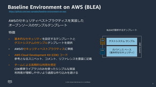 © 2022, Amazon Web Services, Inc. or its affiliates.
Baseline Environment on AWS (BLEA)
AWSのセキュリティベストプラクティスを実装した
オープンソースのサ...