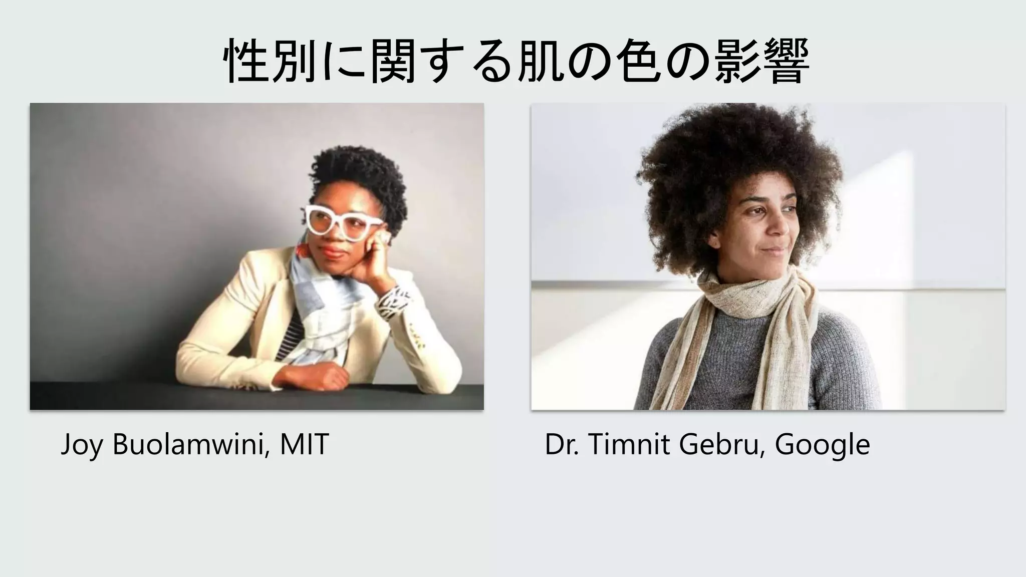 Joy Buolamwini, MIT Dr. Timnit Gebru, Google
 