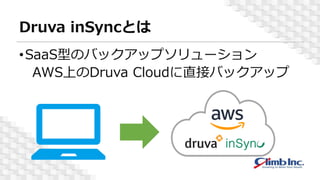 Druva inSyncȤ
?SaaSͤΥХååץ`
AWSϤDruva CloudֱӥХåå
 