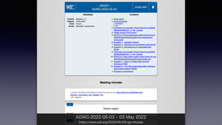 AGWG-2022-05-03 ‒ 03 May 2022
https://www.w3.org/2022/05/03-ag-minutes
 