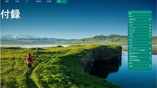 付録
概要 炭素 水 廃棄物 生態系 付録
目次
付録 A:
報告方法
付録 B:
公約
パートナー
シップ
メンバー
シップ
表彰
EPEAT
付録 C:
後注
付録 D:
セクション 1:
マイクロソフトの環境デー
タ
独立会計士によ
る
審査報告書
セクション 2:
追加の環境指標
付録 E:
政策
91
92
93
93
94
95
96
97
11
2
11
3
11
7
 