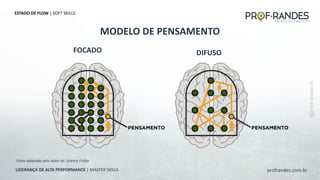 profrandes.com.br
LIDERANÇA DE ALTA PERFORMANCE | MASTER SKILLS
MODELO DE PENSAMENTO
FOCADO DIFUSO
Fonte adaptado pelo autor de: Science Friday
ESTADO DE FLOW | SOFT SKILLS
 