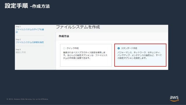 © 2022, Amazon Web Services, Inc. or its Affiliates.
設定手順 -作成方法
 