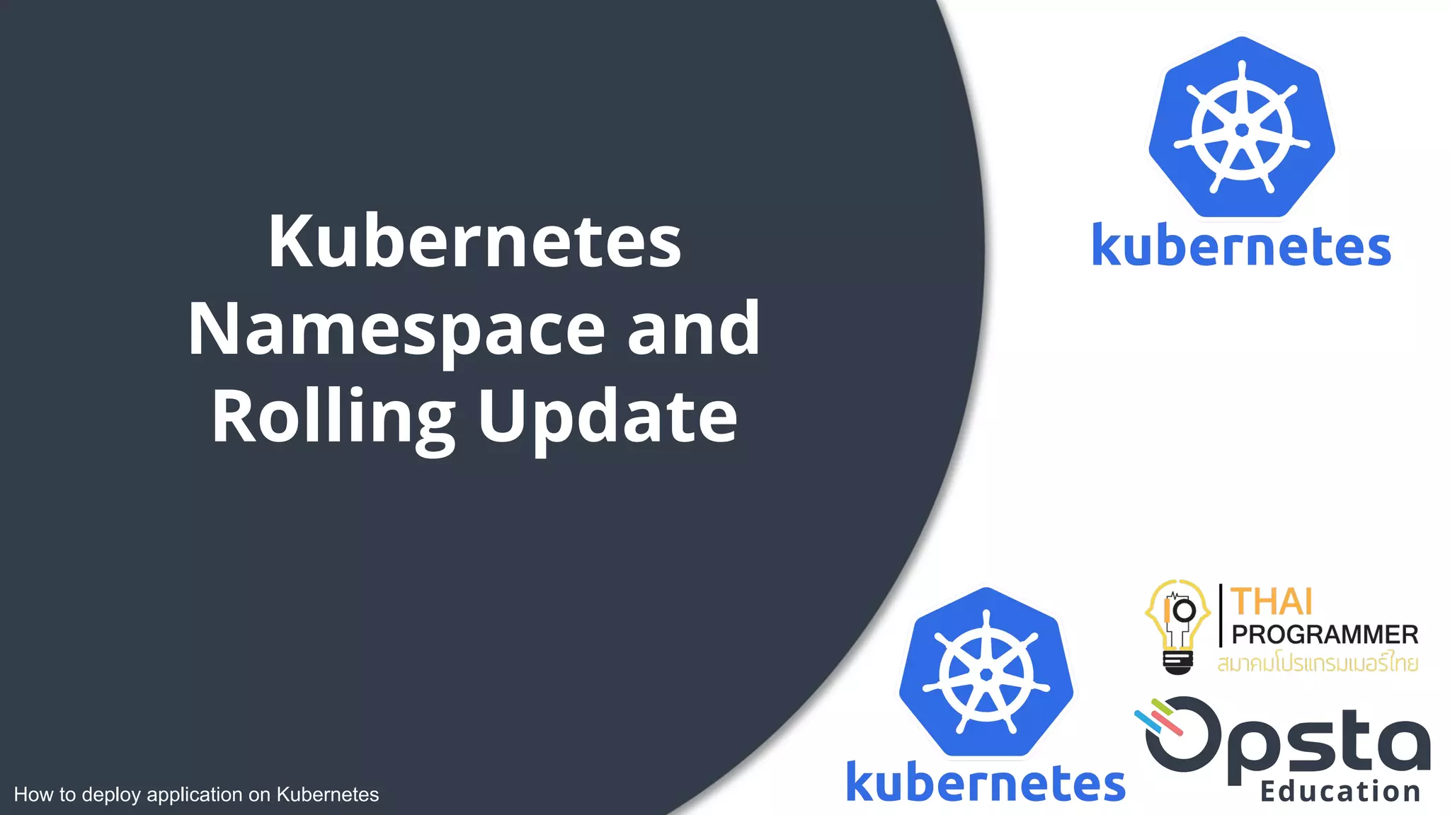 How to deploy application on Kubernetes
Kubernetes
Namespace and
Rolling Update
 