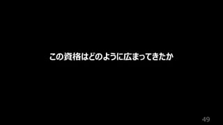 49
この資格はどのように広まってきたか
 