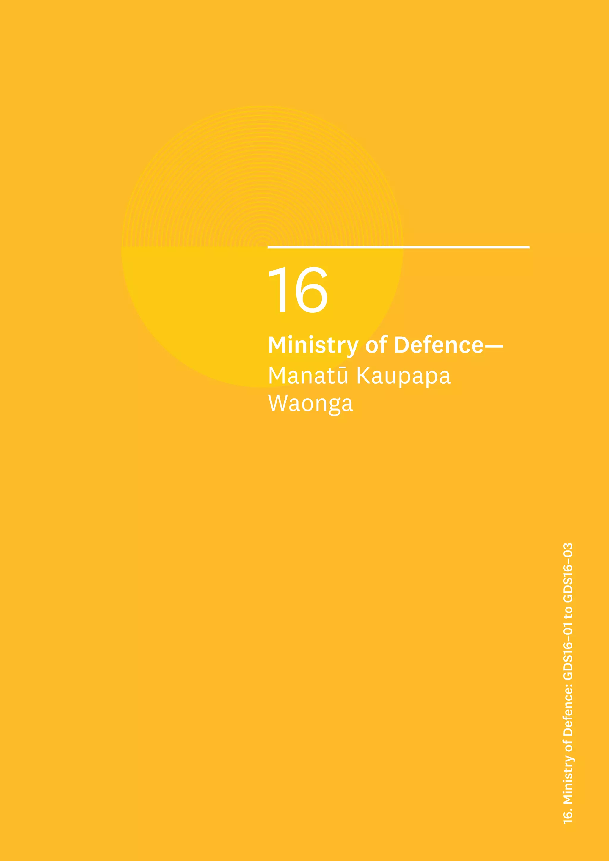 16
Ministry of Defence—
Manatū Kaupapa
Waonga
16.
Ministry
of
Defence:
GDS16–01
to
GDS16–03
 