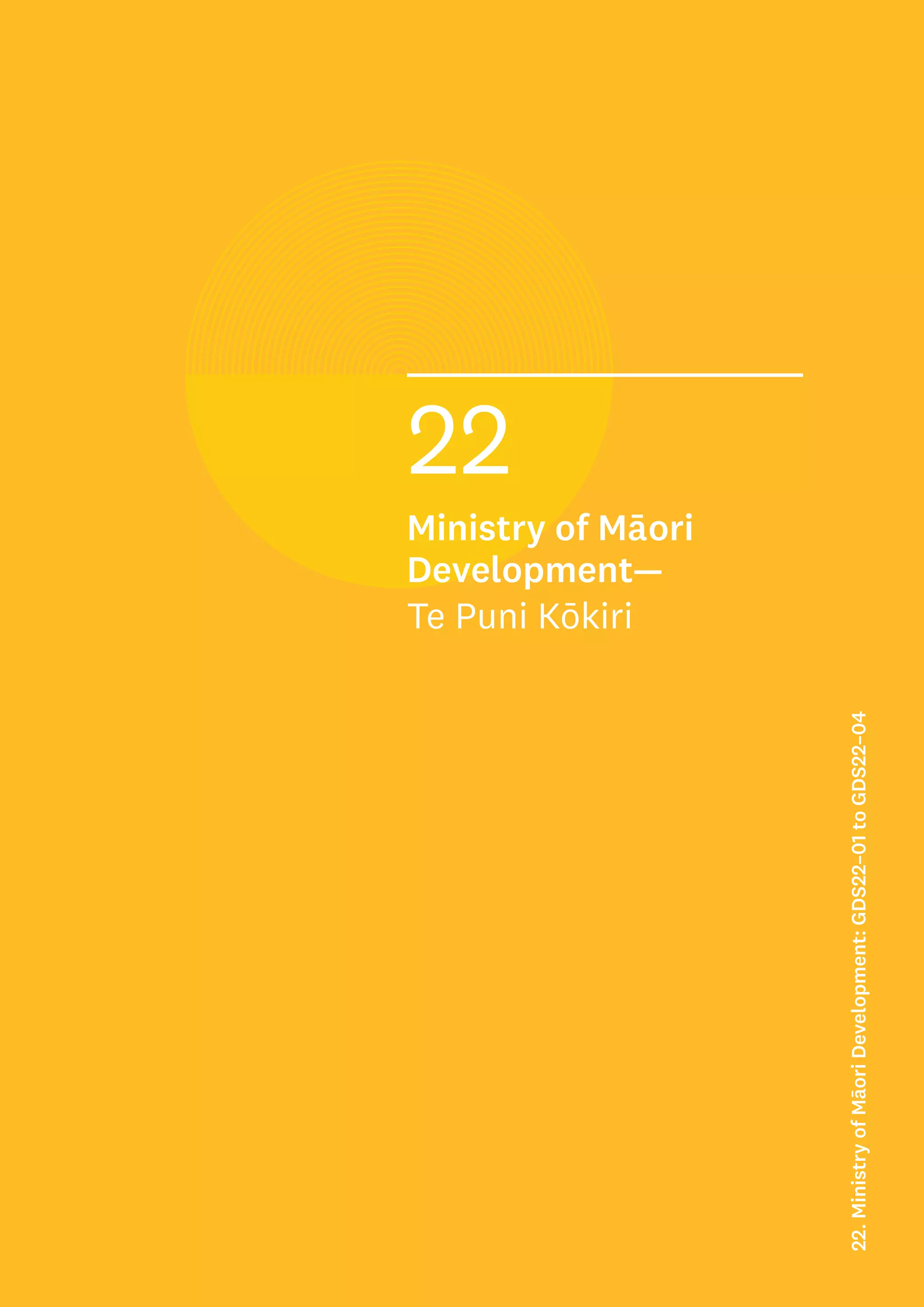 22
Ministry of Māori
Development—
Te Puni Kōkiri
22.
Ministry
of
Māori
Development:
GDS22–01
to
GDS22–04
 