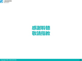 Copyright ITRI 工業技術研究院 29
感謝聆聽
敬請指教
 