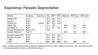 Experience: Panoptic Segmentation
 