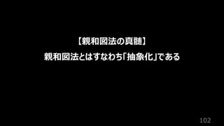 102
【親和図法の真髄】
親和図法とはすなわち「抽象化」である
 