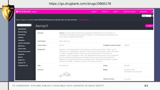 PV WORKSHOP: EXPLORE PUBLICLY AVAILABLE DATA SOURCES IN DRUG SAFETY 41
https://go.drugbank.com/drugs/DB00178
 