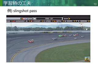 Copyright © 2020 調和系工学研究室 - 北海道大学 大学院情報科学研究院 情報理工学部門 複合情報工学分野 – All rights reserved.
Copyright © 2020 調和系工学研究室 - 北海道大学 大学院情報科学研究院 情報理工学部門 複合情報工学分野 – All rights reserved.
13
学習時の工夫
例) slingshot pass
 