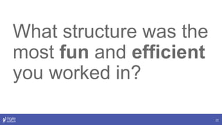 22
What structure was the
most fun and efficient
you worked in?
 