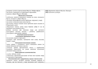 35
розкриває сутність протистояння Фауста і Мефістофеля;
висловлює ставлення до літературних персонажів;
порівнює образи Фауста і Вагнера;
Ціннісний компонент
усвідомлює цінність невпинного пошуку як сенсу людського
буття, утіленого в образі Фауста;
обговорює філософсько-етичні проблеми, порушені у творі;
висловлює судження щодо сенсу життя;
аргументує власну позицію щодо проблеми щастя людини та
її реалізації у світі;
обґрунтовує власну думку щодо боріння добра й зла як
рушійної сили розвитку світу;
робить висновки про значення твору для світового
культурного поступу загалом і розвитку українського
культурного середовища зокрема;
Ключові компетентності
Спілкування державною мовою
тлумачить поняття «трагедія»;
розширює свій лексикон, засвоюючи нові слова, вислови,
наявні у творі;
Спілкування іноземними мовами
читає уривок з художнього тексту німецькою мовою (за
умови вивчення цієї мови в школі);
зіставляє уривок оригінального тексту з українським
художнім перекладом (за умови вивчення відповідної
іноземної мови в школі);
Математична компетентність
складає таблиці, схеми;
установлює причиново-наслідкові зв’язки між подіями твору
та еволюцією персонажів;
Компетентності в природничих науках і технологіях
критично оцінює застарілі способи пізнання природи й
людини, про які йдеться у творі (визнання магії «наукою»,
(ЕК) Порівняння образів Фауста і Вагнера.
(МЗ) Художня культура.
 