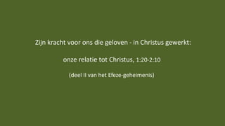 Zijn kracht voor ons die geloven - in Christus gewerkt:
onze relatie tot Christus, 1:20-2:10
(deel II van het Efeze-geheimenis)
 