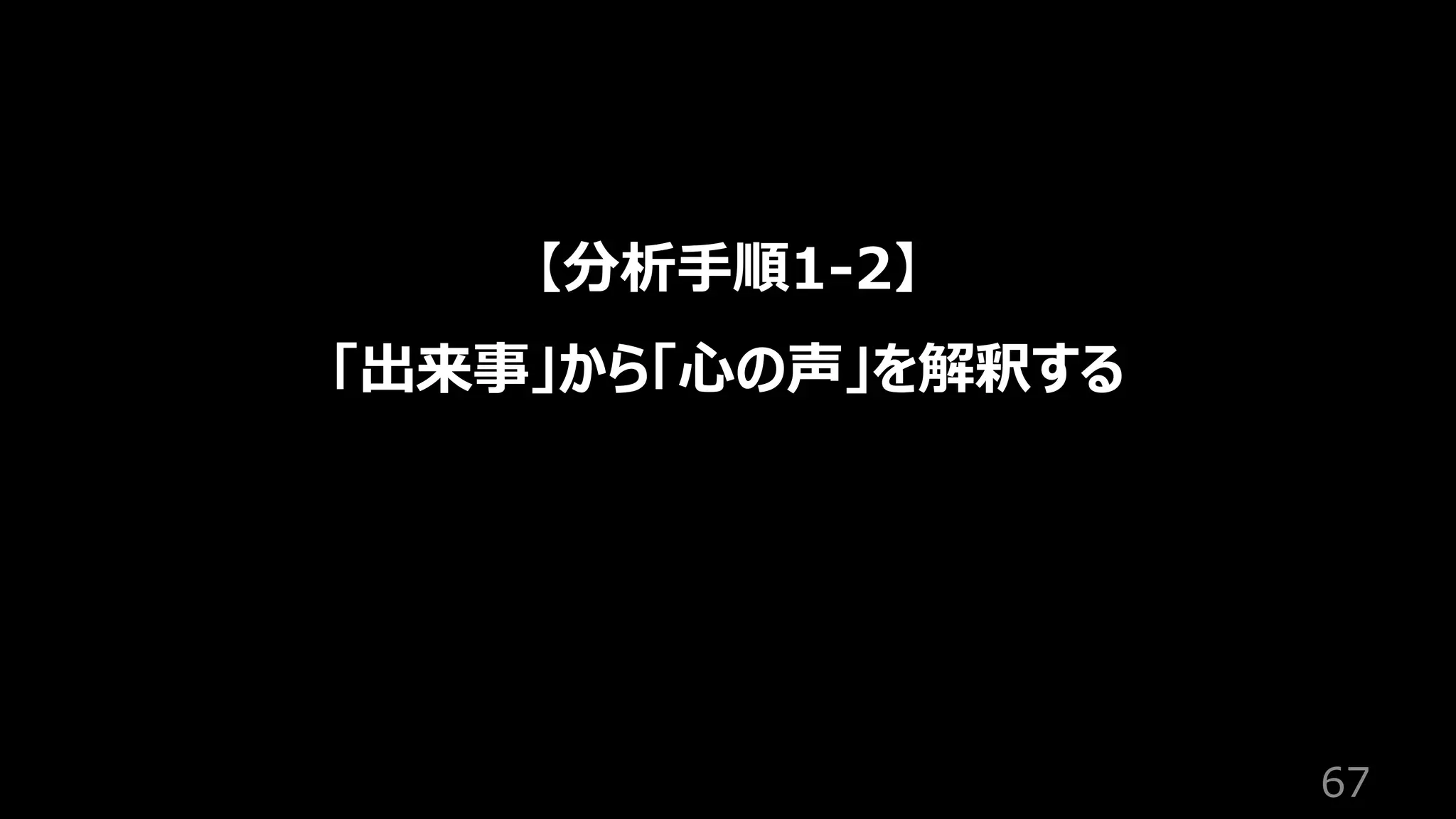 67
【分析⼿順1-2】
「出来事」から「⼼の声」を解釈する
 