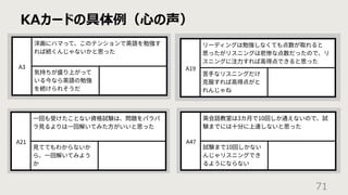 KAカードの具体例（⼼の声）
71
 