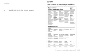 OS-ADM
Open Science for Arts, Design and Music
> DARIAH-CH study day: poster session
updates
2° project meeting | November...